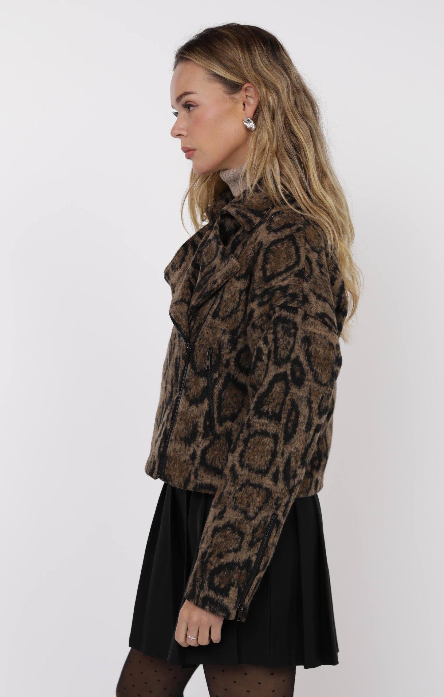 Strada Brushed Vegan Leopard Oversized Jacket